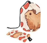 Bolsa de maquillaje con cordón, bolsa de cosméticos de viaje de gran capacidad con pequeño monedero con cremallera, bolsa de aseo portátil, bolsa de aseo para mujeres, margaritas capibaras, Multicolor