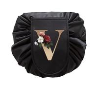Bolsa de maquillaje con cordón para mujer, organizador de viaje, bolsa de hombro, gran capacidad, serie dorada, 9 oro V, One Size