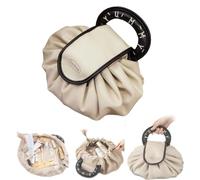 Bolsa de maquillaje con cordón perezoso, organizador de maquillaje de viaje, impermeable, bolsa de maquillaje de poliuretano mágico, organizador de artículos de tocador de un solo paso, bolsas de