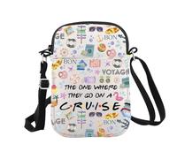 Bolsa de maquillaje con cremallera para regalo de viaje de crucero con texto en inglés "The One Where They Go On A Cruise", On Cruise Cr Eu, Bolsa de cosméticos con impresión