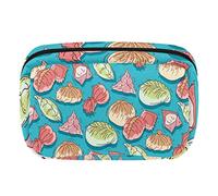 Bolsa de maquillaje con diseño de albóndigas coloridas chinas, bolsa de maquillaje, bolsa de viaje impermeable para mujer, Varios colores, 17.5x7x10.5cm/6.9x4.1x2.8in