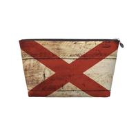 Bolsa de maquillaje con diseño de bandera del estado de Alabama en grano de madera vieja, bolsa de maquillaje para mujer, impermeable, bolsa de aseo de viaje para artículos de tocador, bolsa de