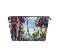 Bolsa de maquillaje con diseño de café parisino Eiffel, bolsas de cosméticos, bolsa de aseo de viaje, bolsa de maquillaje para mujeres, bolsa de maquillaje de cuero, bonita bolsa de maquillaje, Silver