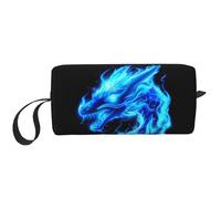 Bolsa de maquillaje con diseño de dragón de llama, resistente al agua, organizador de artículos de tocador de viaje para mujeres y hombres, bolsa larga de almacenamiento de cosméticos con cremallera
