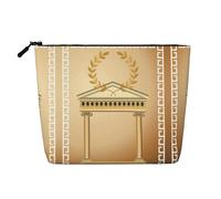 Bolsa de maquillaje con diseño de edificio antiguo con rama de olivo romano y estampado griego, bolsa de aseo de viaje, bolsa de maquillaje de viaje, estuche organizador de maquillaje portátil para
