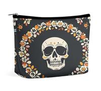 Bolsa de Maquillaje con diseño de Esqueleto de Corona para Mujer, portátil, Impermeable, para cosméticos, estética, de Mano, para Viajes y Trabajo.