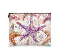 Bolsa de maquillaje con diseño de estrella de mar, bolsa de viaje para cosméticos, bolsa de viaje para mujer, portátil de lona pequeña con cremallera, regalo de playa, bolsa de aseo para el cuidado de