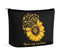 Bolsa de Maquillaje con diseño de Girasol y búho You'Re My Sunshine, de PU, para Viaje, Impermeable, con Cremallera, para artículos de tocador de Mujer, 17 x 15 cm