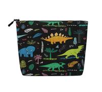 Bolsa de maquillaje con diseño de hoja de palma de dinosaurio, organizador de artículos de tocador de viaje, gran capacidad, resistente al agua