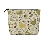 Bolsa de maquillaje con diseño de hojas amarillas, resistente al agua, cáñamo falso, organizador de cosméticos grande, bolsa de viaje con cremallera