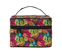Bolsa de maquillaje con diseño de hojas rojas otoñales, bolsa de cosméticos de viaje para mujer y niña, bolsa organizadora de maquillaje grande, bolsa portátil para artículos de tocador, artículos ese