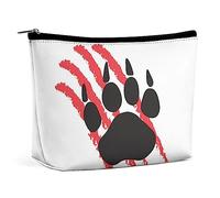 Bolsa de Maquillaje con diseño de Huellas de Huellas, Impermeable, Bolsa de cosméticos para Bolso, Pata de Animal, arañazos de Sangre, Bolsa de Maquillaje de Cuero PU con Cremallera, Bolsa de Aseo d
