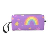 Bolsa de maquillaje con diseño de luna y arco iris, resistente al agua, organizador de artículos de tocador de viaje para mujeres y hombres, bolsa de almacenamiento de cosméticos con cremallera, bolsa