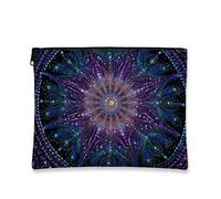 Bolsa de maquillaje con diseño de mosaico vibrante, mandala violeta, bolsas de viaje artísticas para mujeres, bolsa de viaje portátil de poliéster pequeña con cremallera, organizador de artículos de