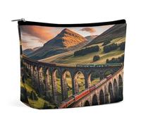 Bolsa de Maquillaje con diseño de Puesta de Sol sobre un Puente Elevado para Mujer, portátil, Impermeable, para cosméticos, para Viajes y Trabajo