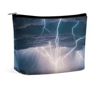 Bolsa de Maquillaje con diseño de truenos y relámpagos en una tormenta para Mujer, portátil, Impermeable, para cosméticos, estética, de Mano, para Viajes y Trabajo.
