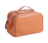 Bolsa de Maquillaje con Doble Cremallera, Bolsa de Maquillaje de Viaje, Bolsas de Viaje de Cosméticos Portátiles Impermeables, Bolsa de Cosméticos de Viaje Grande Multifunción de Cuero de PU de Gran C