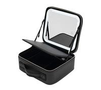 Bolsa de maquillaje con espejo y luz, bolsa de maquillaje de viaje de 5 V, separadores ajustables, 26 x 23 x 11 cm, 1,2 kg, bolsa de cosméticos LED grande iluminada para viajes mujeres negro