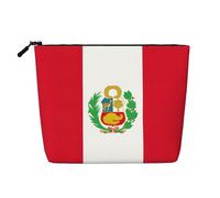 Bolsa de maquillaje con estampado de bandera de Perú, bolsa de aseo de viaje, bolsa de maquillaje de viaje, estuche organizador de maquillaje portátil para mujer, Black, Talla única