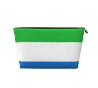 Bolsa de maquillaje con estampado de bandera de Sierra Leona para mujer, impermeable, de piel, bolsa de aseo para artículos de tocador, bolsa de cosméticos, Gold, Talla única, Neceser