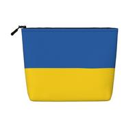 Bolsa de maquillaje con estampado de bandera de Ucrania para mujer, bolsa de cosméticos portátil, organizador de maquillaje de viaje, Black, Talla única