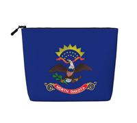 Bolsa de maquillaje con estampado de bandera del estado de Dakota del Norte, bolsa de aseo de viaje, bolsa de maquillaje de viaje, estuche organizador de maquillaje portátil para mujer, Black, Talla