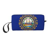 Bolsa de maquillaje con estampado de bandera del estado de New Hampshire, bolsa de cosméticos duradera, bolsa de viaje de maquillaje, regalos esenciales para mujeres y hombres, White, Talla única