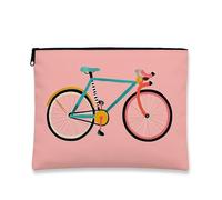 Bolsa de maquillaje con estampado de bicicleta, bolsa de viaje con temática de ciclo retro para mujer, kit de cremallera, gran regalo para aventuras al aire libre, organizador de artículos de tocador