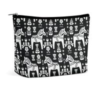 Bolsa de maquillaje con estampado de caballo de Dala de arte popular sueco, bolsa de cosméticos portátil de viaje, bolsa grande con cremallera, bolsa organizadora de cuero de PU, bolsa de artículos de