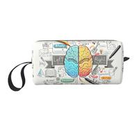 Bolsa de maquillaje con estampado de cerebro humano, bolsa de cosméticos duradera, bolsa de viaje de maquillaje, regalos esenciales para mujeres y hombres, White, Talla única