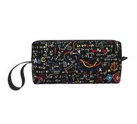 Bolsa de maquillaje con estampado de fórmula matemática, bolsa de cosméticos duradera, bolsa de viaje, regalos esenciales para mujeres y hombres, White, Talla única