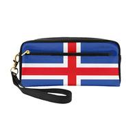 Bolsa de maquillaje con estampado de la bandera de Islandia para mujer, bolsa impermeable para artículos de tocador, escuela, oficina, viajes, uso diario