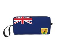 Bolsa de maquillaje con estampado de la bandera de las Islas Turcas y Caicos, bolsa de cosméticos duradera, bolsa de viaje de maquillaje, regalos esenciales para mujeres y hombres, White, Talla única