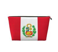 Bolsa de maquillaje con estampado de la bandera de Perú para mujer, impermeable, de piel, bolsa de aseo de viaje para artículos de tocador, bolsa de cosméticos, Gold, Talla única, Neceser