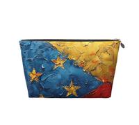 Bolsa de maquillaje con estampado de la bandera de Venezuela para mujer, de piel, resistente al agua, bolsa de aseo de viaje para artículos de tocador, bolsa de cosméticos, Silver, Talla única