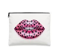 Bolsa de maquillaje con estampado de labios atrevidos, bolsa de viaje artística de labios de melocotón para mujer, organizador portátil de lona con cremallera, regalo para festivales y ocasiones