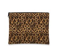 Bolsa de maquillaje con estampado de leopardo, bolsa de viaje de estilo salvaje para mujer, organizador portátil de lona con cremallera, bolsa de aseo diario para el cuidado de la piel, Marrón, 7x9