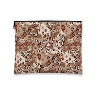 Bolsa de maquillaje con estampado de leopardo, elegante bolsa de viaje con patrón de animales para mujeres, organizador portátil de lona con cremallera, ideal para aventuras de verano, Marrón, 7x9