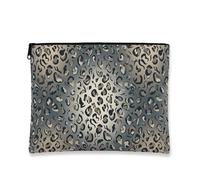 Bolsa de maquillaje con estampado de leopardo, elegante y elegante bolsa de viaje para mujeres, organizador portátil de lona con cremallera, perfecto para escapadas de invierno de 7 x 9 pulgadas