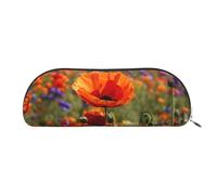Bolsa de maquillaje con estampado de limón amarillo, bolsa de cosméticos, bolsa de almacenamiento de viaje, neceser de recepción, estuche para lápices, estuche para lápices, flores de amapola, Talla