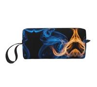 Bolsa de maquillaje con estampado de llama azul, bolsa de cosméticos duradera, bolsa de viaje de maquillaje, regalos esenciales para mujeres y hombres, White, Talla única