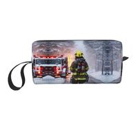 Bolsa de maquillaje con estampado de llama de bombero, bolsa de cosméticos duradera, bolsa de maquillaje, bolsa de viaje, regalos esenciales para mujeres y hombres, White, Talla única