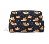 Bolsa de maquillaje con estampado de zorro durmiendo, bolsas de cosméticos, bolsas de aseo de viaje para mujeres, estuche de maquillaje de piel de gran capacidad, organizador de bolsa de maquillaje