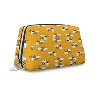 Bolsa de maquillaje con estampado egipcio, bolsa de cosméticos, personajes de dibujos animados, historia de la arqueología, organizador de cuero, bolsa de maquillaje reutilizable, marrón multicolor,