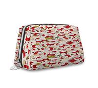 Bolsa de maquillaje con estampado egipcio, bolsa de cosméticos, personajes de dibujos animados, historia de la arqueología, organizador de cuero, bolsa de maquillaje reutilizable, marrón multicolor,