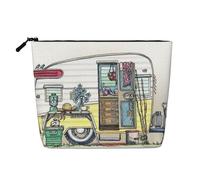 Bolsa de maquillaje con estampado Happy Campers, bolsa de aseo de viaje, bolsa de maquillaje de viaje, estuche organizador de maquillaje portátil para mujer, Black, Talla única