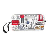 Bolsa de maquillaje con estampado "I Love London", bolsa de cosméticos duradera, bolsa de viaje de maquillaje, regalos esenciales para mujeres y hombres, White, Talla única