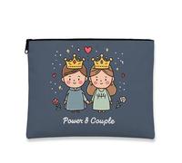 Bolsa de maquillaje con ilustración de pareja, bonito diseño de realeza, bolsa de viaje para mujeres, organizador portátil de lona con cremallera, regalo perfecto para festivales y almacenamiento para