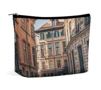 Bolsa de Maquillaje con Imagen Urbana de Arquitectura de fachada para Mujer, portátil, Impermeable, para cosméticos, para Viajes y Trabajo.