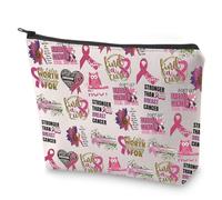 Bolsa de maquillaje con lazo rosa para mujer, regalo para concienciación sobre el cáncer de mama, regalo con texto en inglés "You Never Know How Strong You", Qué fuerte eres